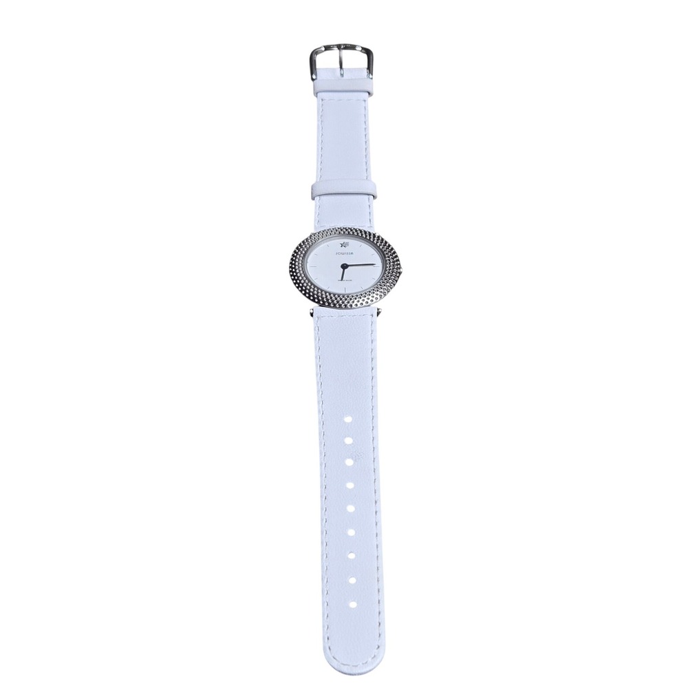 Jowissa Swiss Quartz Womens Watch White Dial Silver Bezel Leather Strap Untested